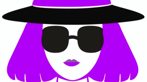 一个戴帽子的女人的动画 无脸鳄梨的图解 用于广告和时装表演 — 图库视频影像