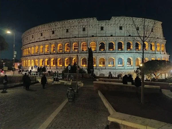 Rom Latio Italien 2021 Colosseum Rom Natten - Stock-foto