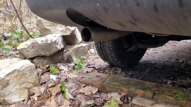 Gros Plan Tuyau Échappement Pendant Démarrage Moteur — Video