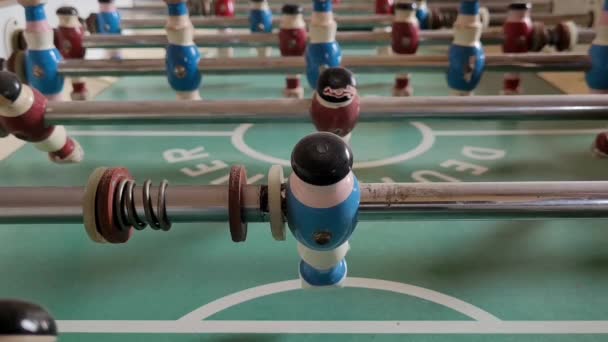 Langırt Maçının Kapanışı Masa Futboluna Yakın Çekim — Stok video