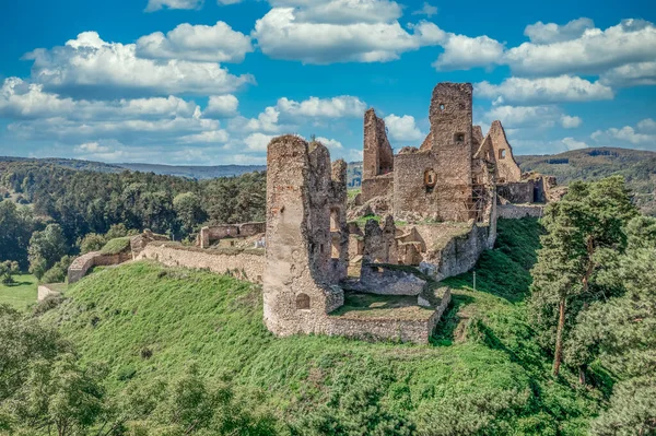 Veduta Aerea Del Castello Medievale Rovina Gotico Divn Nel Sud — Foto Stock