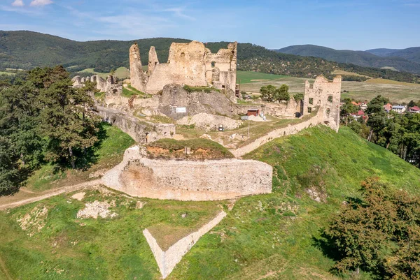 Vista Aérea Del Castillo Divn Gótico Ruinas Medievales Sur Eslovaquia —  Fotos de Stock