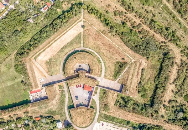 Légi Kilátás Újjáépített Erődítmények Nador Vonal Körül Erőd Város Komarno — Stock Fotó