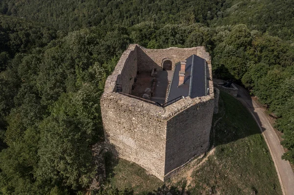 Vista Aérea Castelo Medieval Gótico Arruinado Marevar Perto Magyaregy Nos — Fotografia de Stock