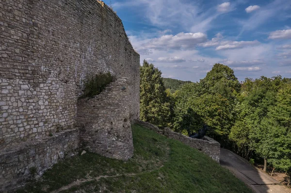 Vista Aérea Del Castillo Medieval Gótico Arruinado Marevar Cerca Magyaregregy —  Fotos de Stock