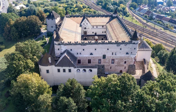 Vista Aérea Zvolen Zolyom Gothic Castelo Renascentista Com Palácio Interior — Fotografia de Stock