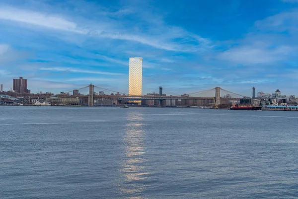 Vista Ponte Brooklyn Nova York Outro Lado Ilha Dos Governadores — Fotografia de Stock