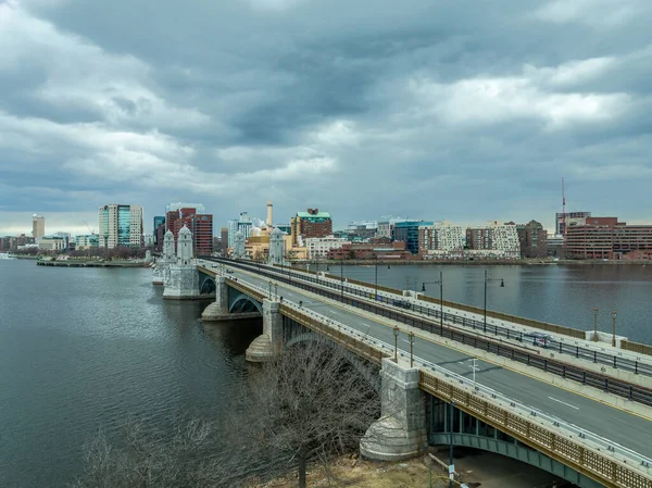Luchtfoto Van Longfellow Bridge Die Boston Downtown Cambridge Massachusetts Met — Stockfoto