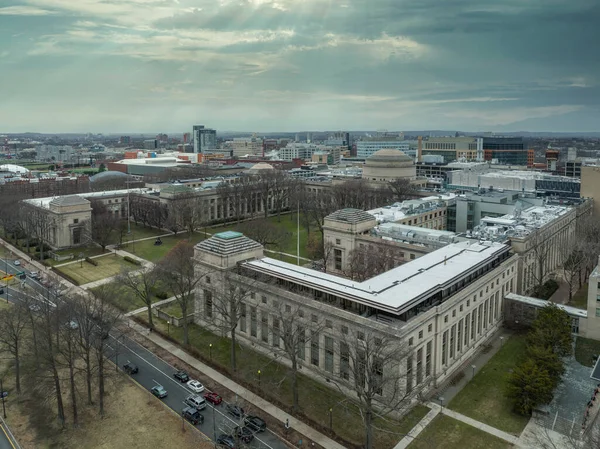 Вид Воздуха Главное Здание Массачусетского Технологического Института Кембридже Бостон Штормовым — стоковое фото