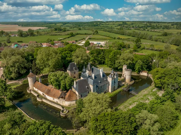 Aerial View Historic Monument Bannegon Castle France Border Berry Bourbonnais — 스톡 사진