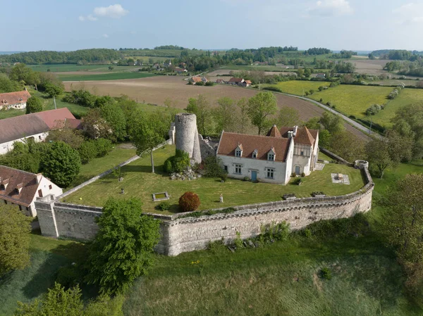 Vue Aérienne Château Poncenat Dans Centre France Entouré Mur Avec — Photo