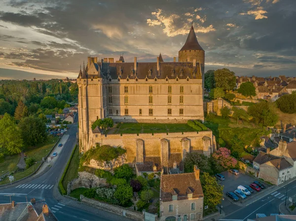 Sunset Aerial View Chateaudun Castle Eure Loire France Imposing Circular — Stock Photo, Image