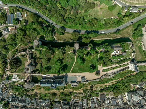 Luchtplattegrond Van Het Kasteel Chinon Frankrijk Met Fort Georges Het — Stockfoto