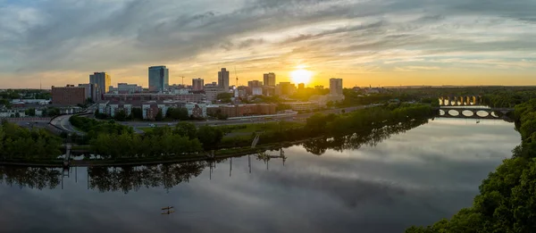 Aerial View Downtown New Brunswick Rutgers University Sun Sets High — Stock Photo, Image