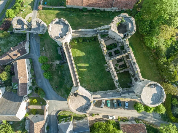 Widok Lotu Ptaka Zamek Yevre Chatel Średniowieczny Zamek Francji Bailey — Zdjęcie stockowe