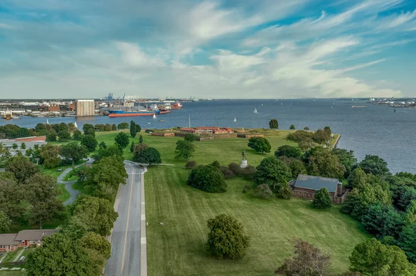 Aerial View Fort Henry Historic Star Fort Baltimore Maryland Chesapeake — Stock Photo, Image