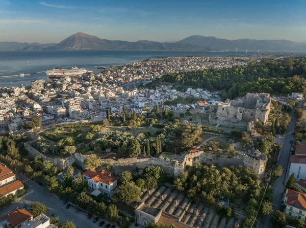 Vista Aérea Patras Patra Castelo Medieval Cidade Grécia — Fotografia de Stock