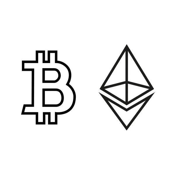 Bitcoin Ethereum Icona Attualmente Piatto Vettore Moderno Btc Eth — Vettoriale Stock