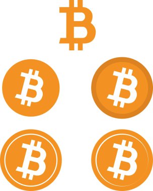 Modern vektörlü bitcoin düz simge paketi. Bitcoin logosu. farklı şekiller.