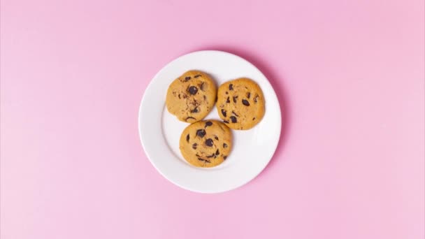 Masticare biscotti e bere latte animazione — Video Stock