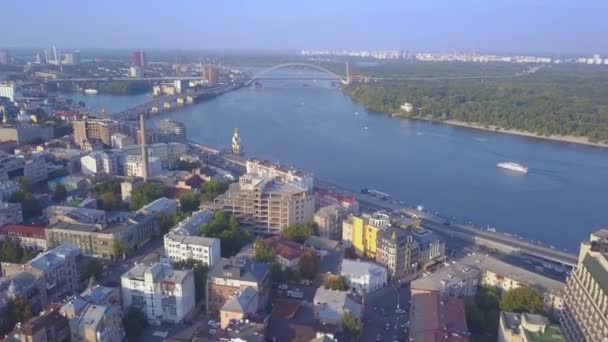 Aerial view of Old Podil district of Kiev, Ukraine — Stock Video