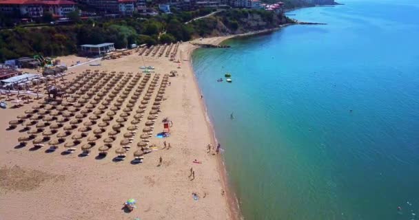 Dron vídeo aéreo da praia em Sveti Vlas, Bulgária — Vídeo de Stock