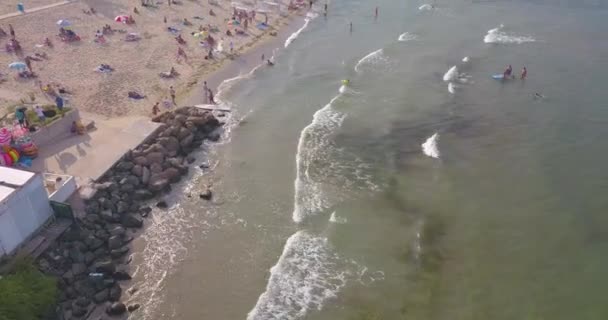 Dron vídeo aéreo da praia de areia, Bulgária — Vídeo de Stock