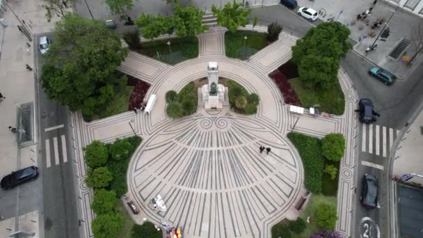 Aerial view of Praca Carlos Alberto square in Porto city, Portugal — Vídeos de Stock