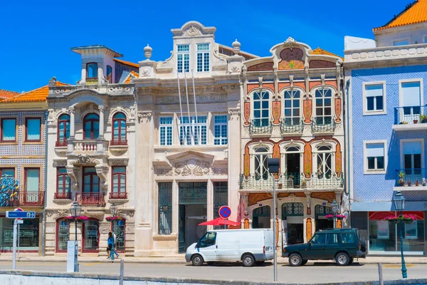 Όμορφες Προσόψεις Κτιρίων Στο Κέντρο Της Πόλης Aveiro Πορτογαλία — Φωτογραφία Αρχείου