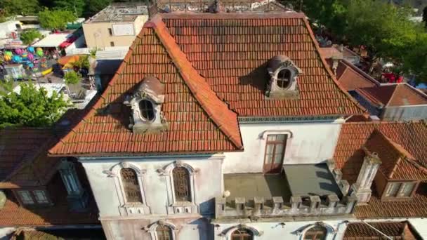 Belle Vue Aérienne Architecture Antique Portugaise Typique Sur Toit Sainte — Video