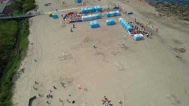 Coimbra ve Porto yakınlarındaki Miramar sahilinin havadan görüntüsü. Portekiz. 