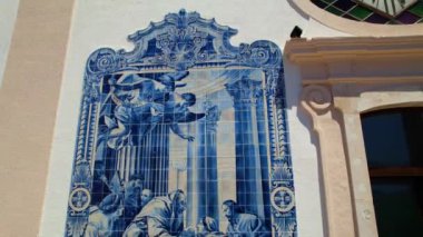 Vera Cruz Sunumu 'nun Eski Şehir Aveiro Katedrali' nin hava manzarası. Portekiz mimarisi geleneksel azulejo, Avrupa