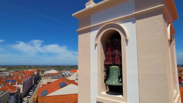 Aerial View Old Town Aveiro Cathedral Church Vera Cruz Portugal — стокове відео