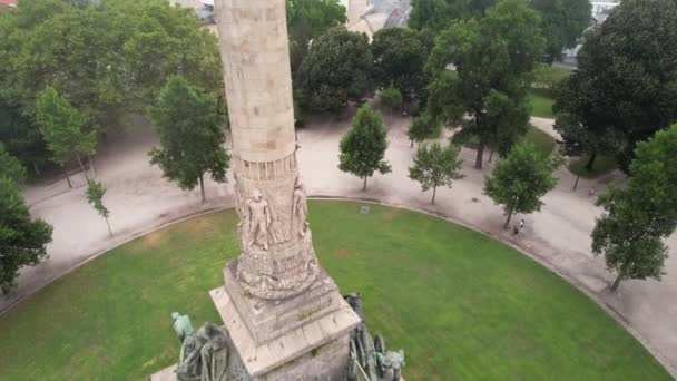 Monument Rotunda Boavista Foggy Day Porto Portugal — Video