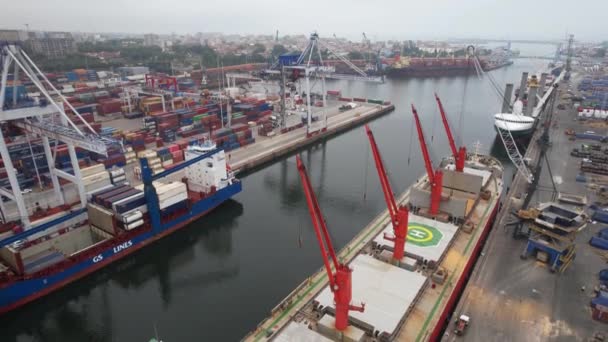 Oporto Portugal July 2022 Aerial View Industrial Container Terminal Commercial — Stock video