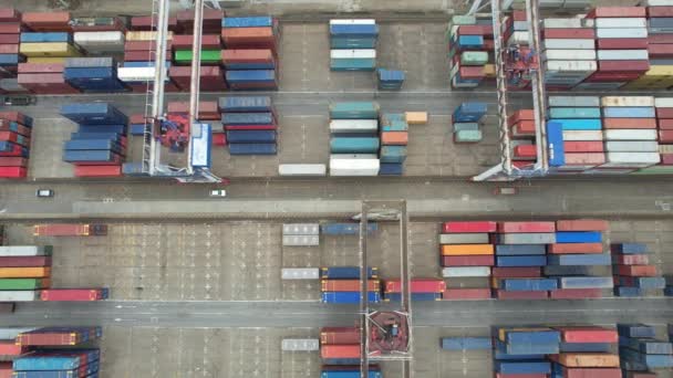 Oporto Portugal July 2022 Aerial View Cargo Containers Shipment Area — Vídeo de Stock