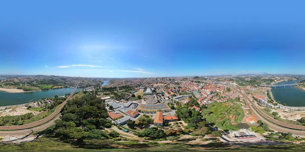 360 Stupňů Panoramatické Krajiny Panorama Města Porto Typické Dlaždice Červené — Stock fotografie