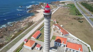 Aerial view over the lighthouse in Leca da Palmeira, Matosinhos. North Portugal