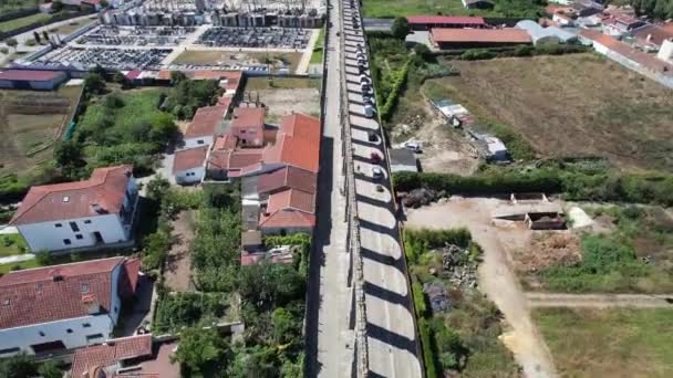 Circle Aerial Drone View Old Historical City Vila Conde Santa – stockvideo