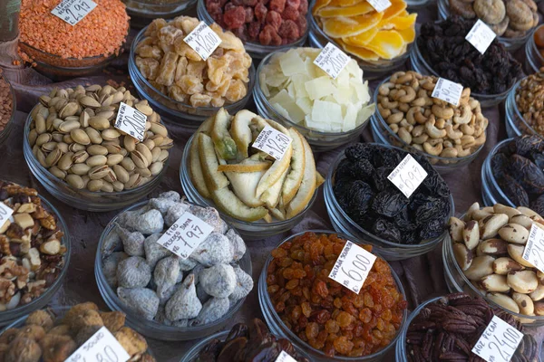 Oporto Portugal 2022 Different Types Dried Fruits Nuts Assortment Typical — Stock Photo, Image