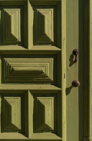 Green Wooden Door Wood Texture Concept Minimalism History Closed Door — Foto de Stock