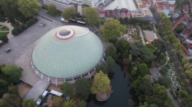 Circle Aerial view of The Crystal Palace park in Porto city, Portugal