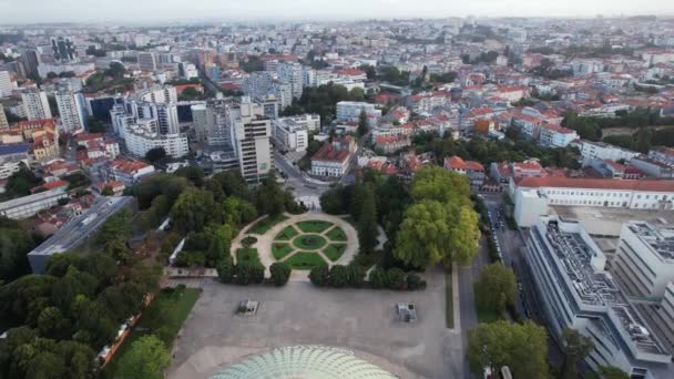 Oporto Portugal August 2022 Aerial View Crystal Palace Park Porto — Stock Video