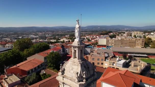 Braga Nın Tarihi Şehir Merkezi Igreja Carmo Portekiz Insansız Hava — Stok video