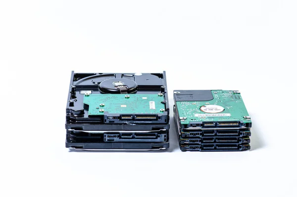 Farklı Boyutlarda Hdd Sabit Disk Sürücüsü Beyazda Izole Edildi Bir — Stok fotoğraf