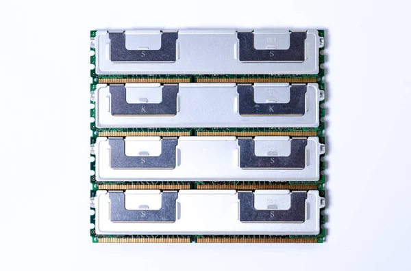 Computer Memory Card Close Memory Socket Board Computer Serve — Stock Photo, Image