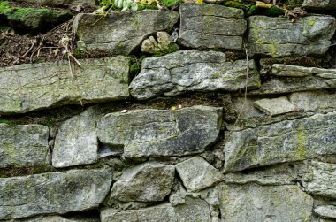 Modern tarz dekoratif desenli gri desenli düz olmayan taş duvar yüzeyi. Taş desenli arka plan.