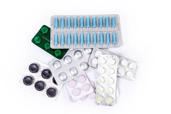 Capsule Pills Blister White Backgroun — Stock Photo, Image