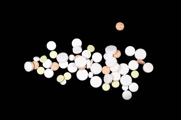 Medicin Piller Gräns Bakgrund Färgglada Tabletter Och Kapslar — Stockfoto