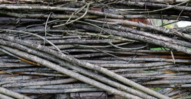 Ahşap bir çit. Kapatın.